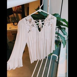 American Eagle White Flowy Top XS